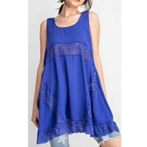 Easel Trapeze Lace Boho Festival Mini Dress Fairycore Cottagecore